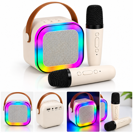 🎶 MINI PARLANTE RGB CON MICRÓFONO USB 🎤✨